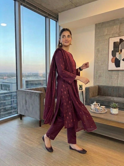 Embroidered suit: Karandi khaddar