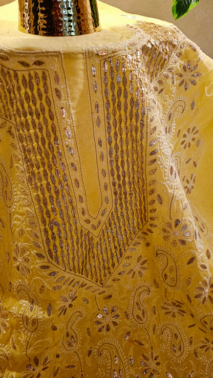 Chikankari shirt with gota work