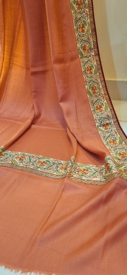 Pashmina shawl with kalamkar border