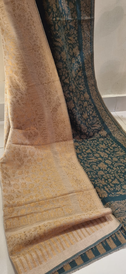 Reversible pashmina kaani shawls