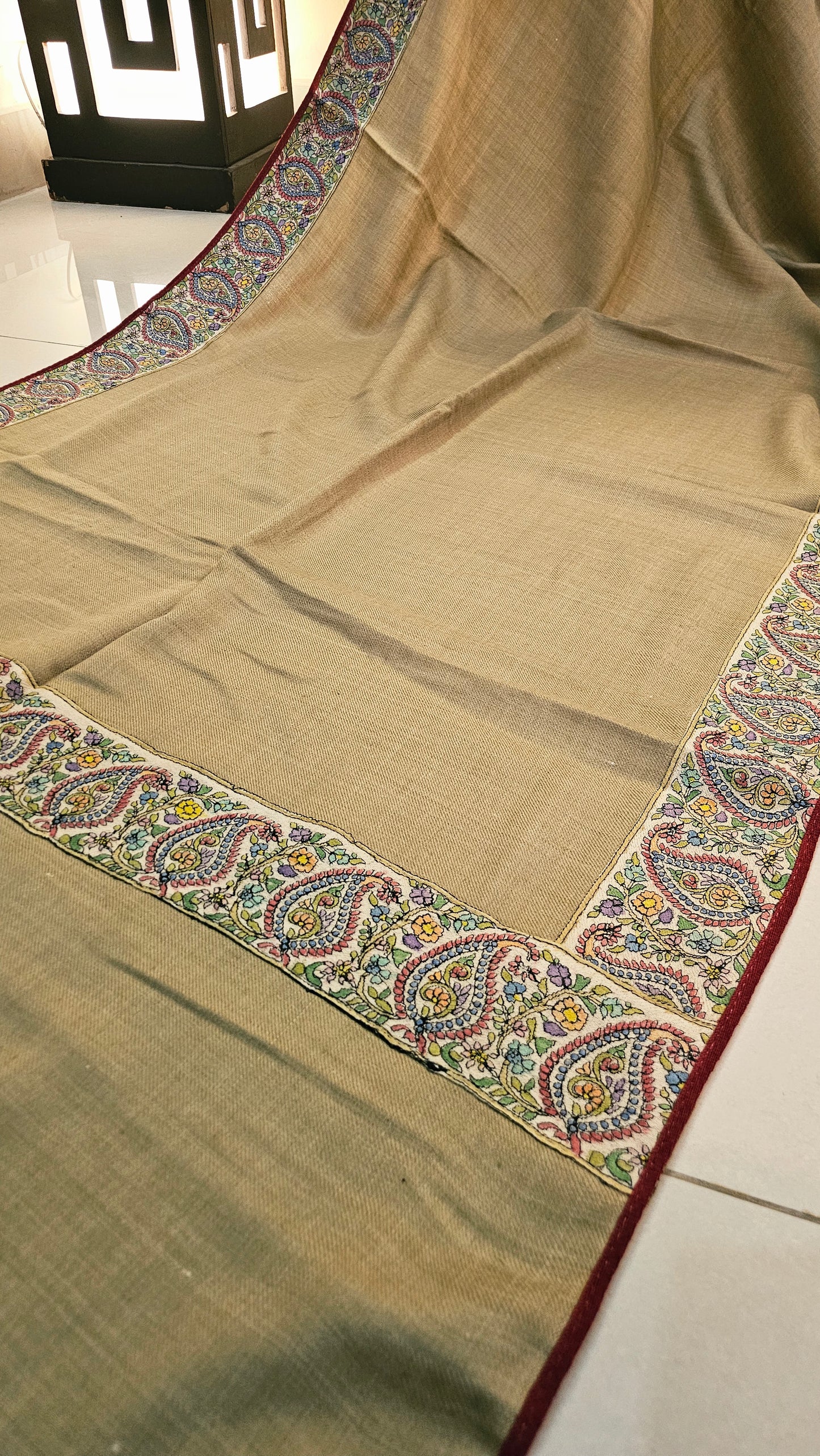 Kalamkar embroidered minishawl: pashmina
