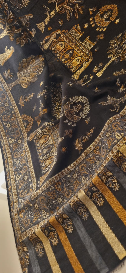Tajmehal kaani shawl with zaree weave