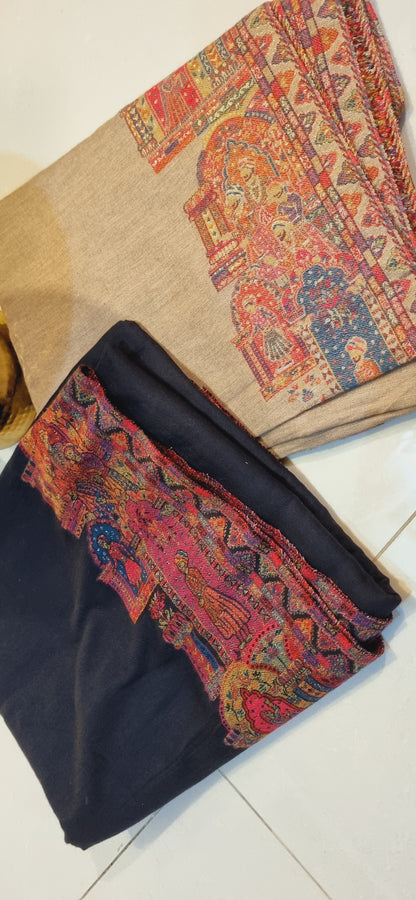 Pashmina with moonlight kaani border