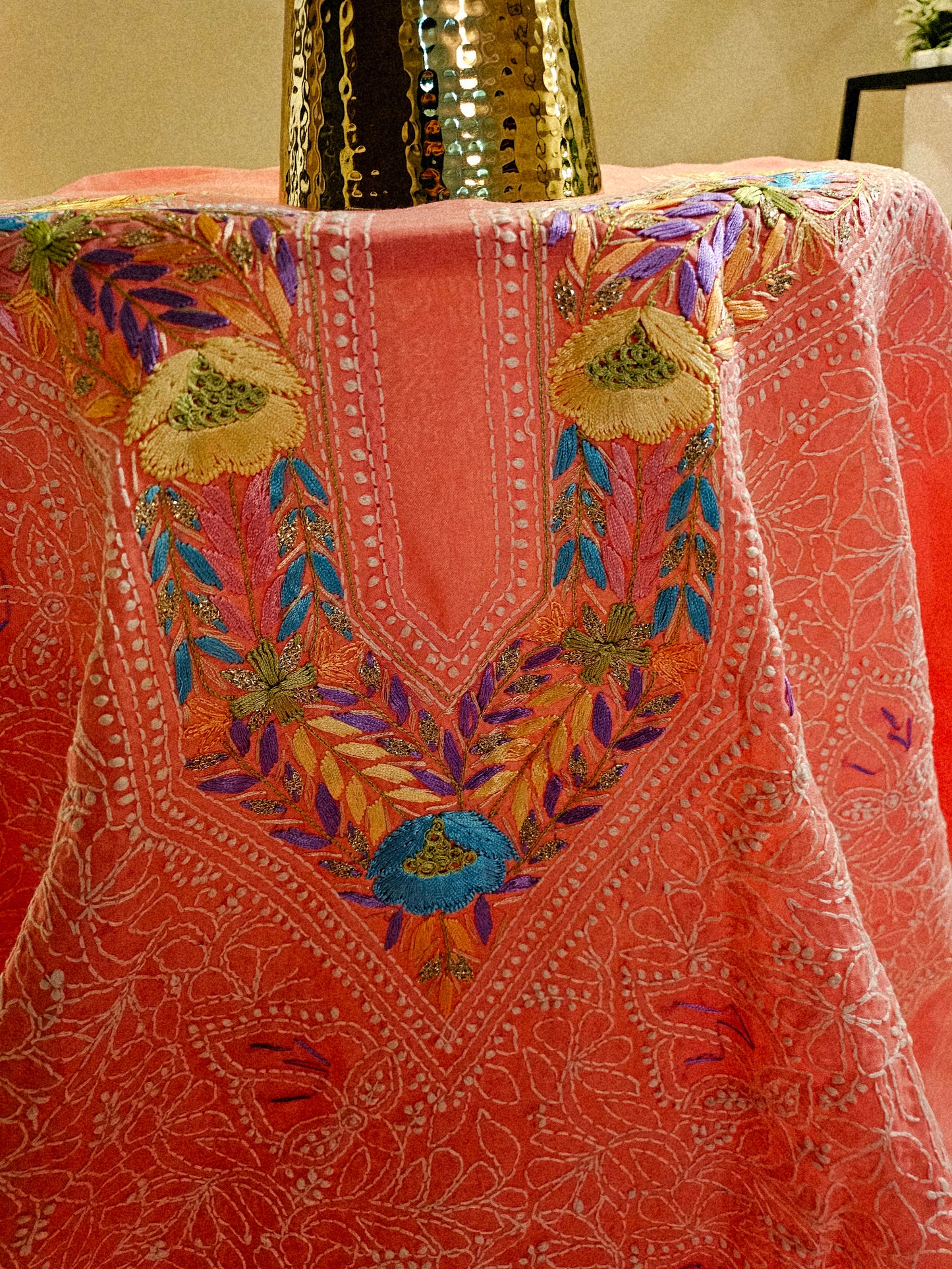 Parsai gara embroidered chikankari shirt