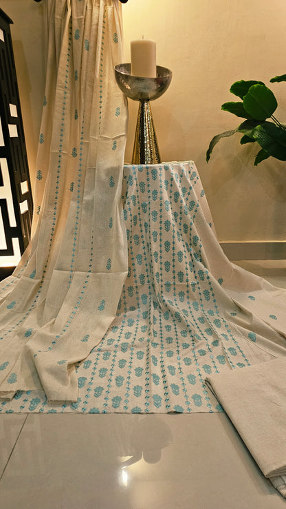 Embroidered three piece: Karandi khaddar