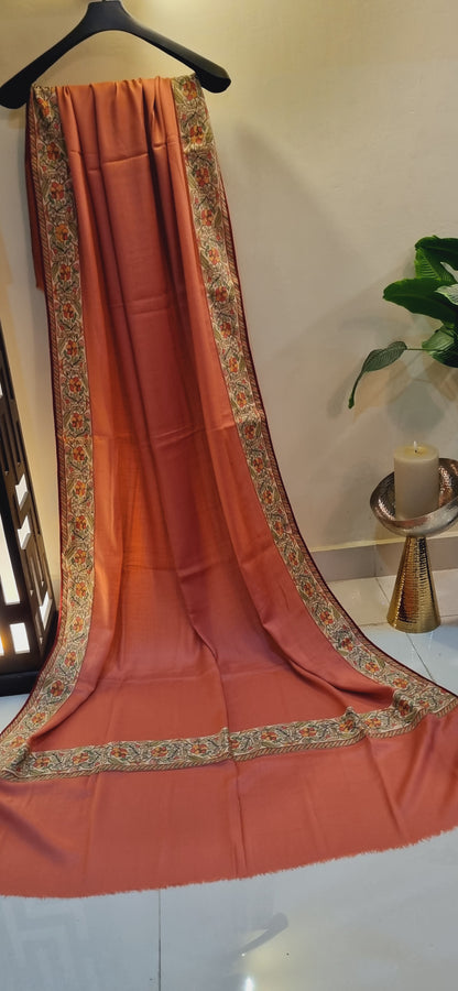Pashmina shawl with kalamkar border