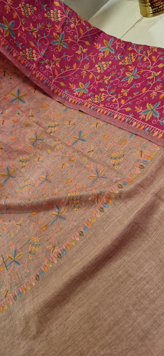 Reversible papermachi embroidered toosh shawl