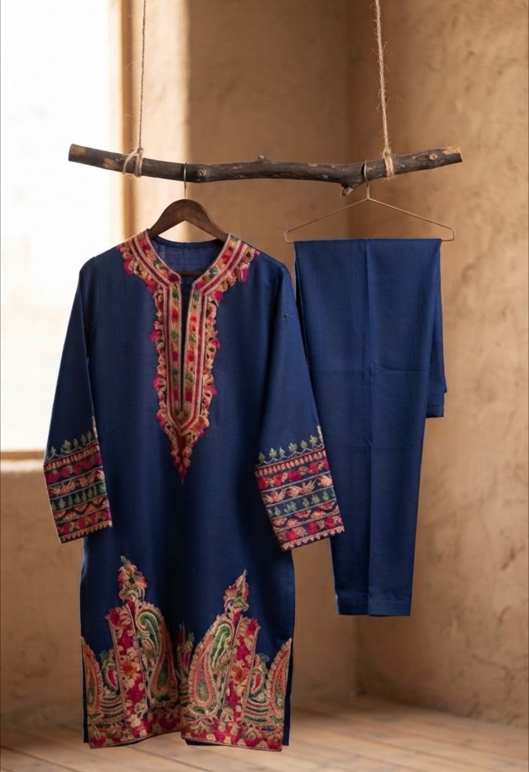 Embroidered kurta trouser: Pashmina