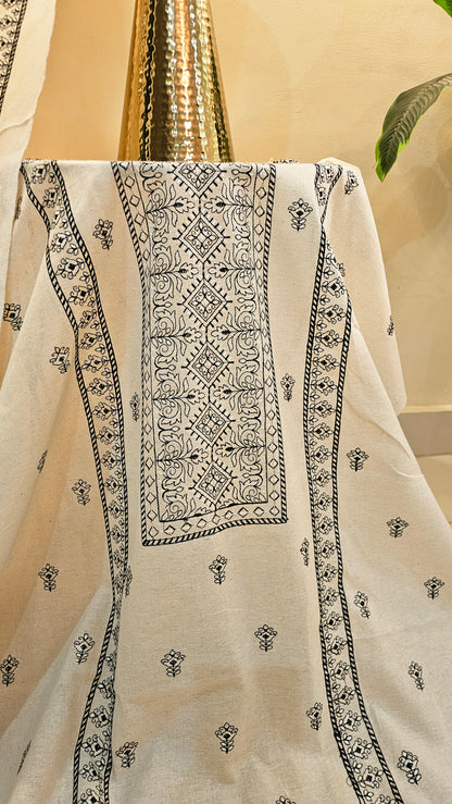 Embroidered three piece: Karandi khaddar