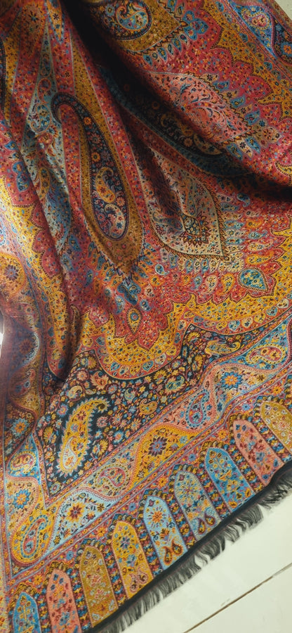 Reversible Moonlight gandhara kaani pashmina shawl
