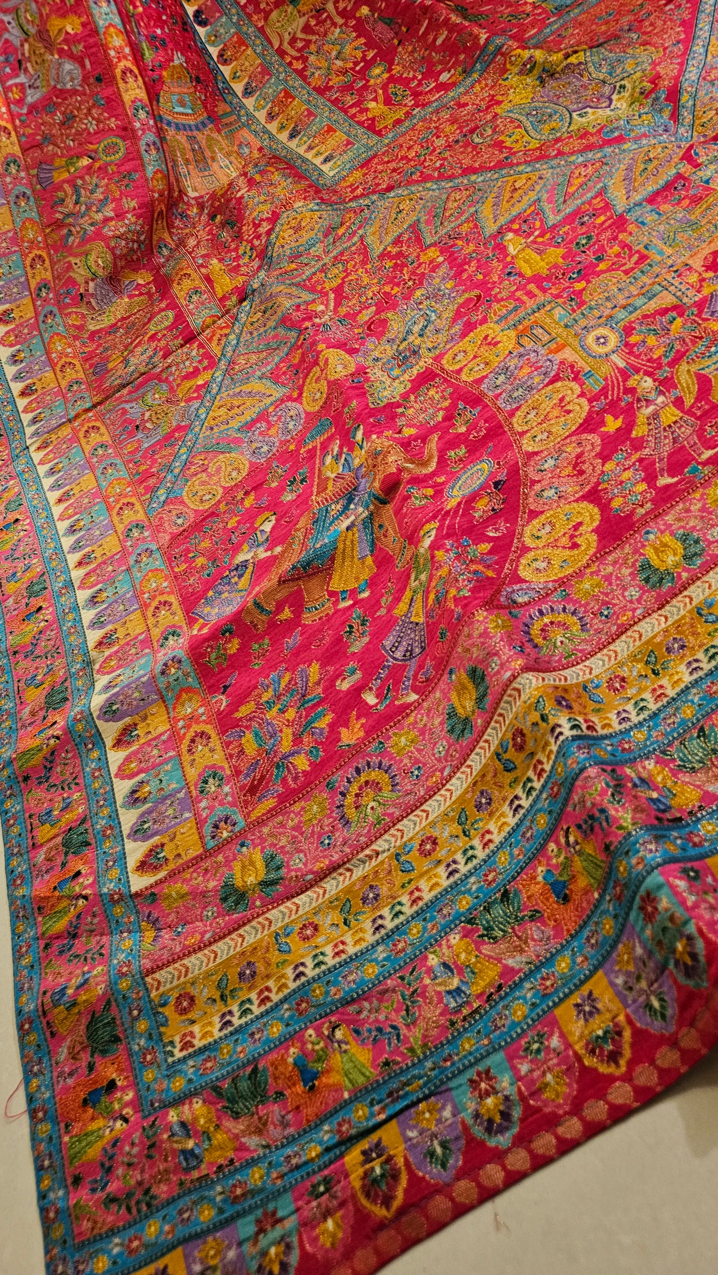Meenakari pink Shawl: silk