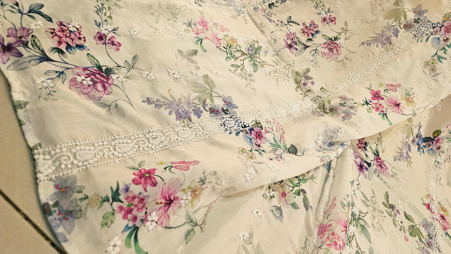 Lawn chikan embroidered printed shawls
