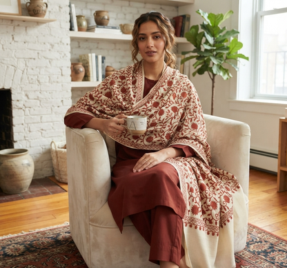 Embroidered suit: pashmina