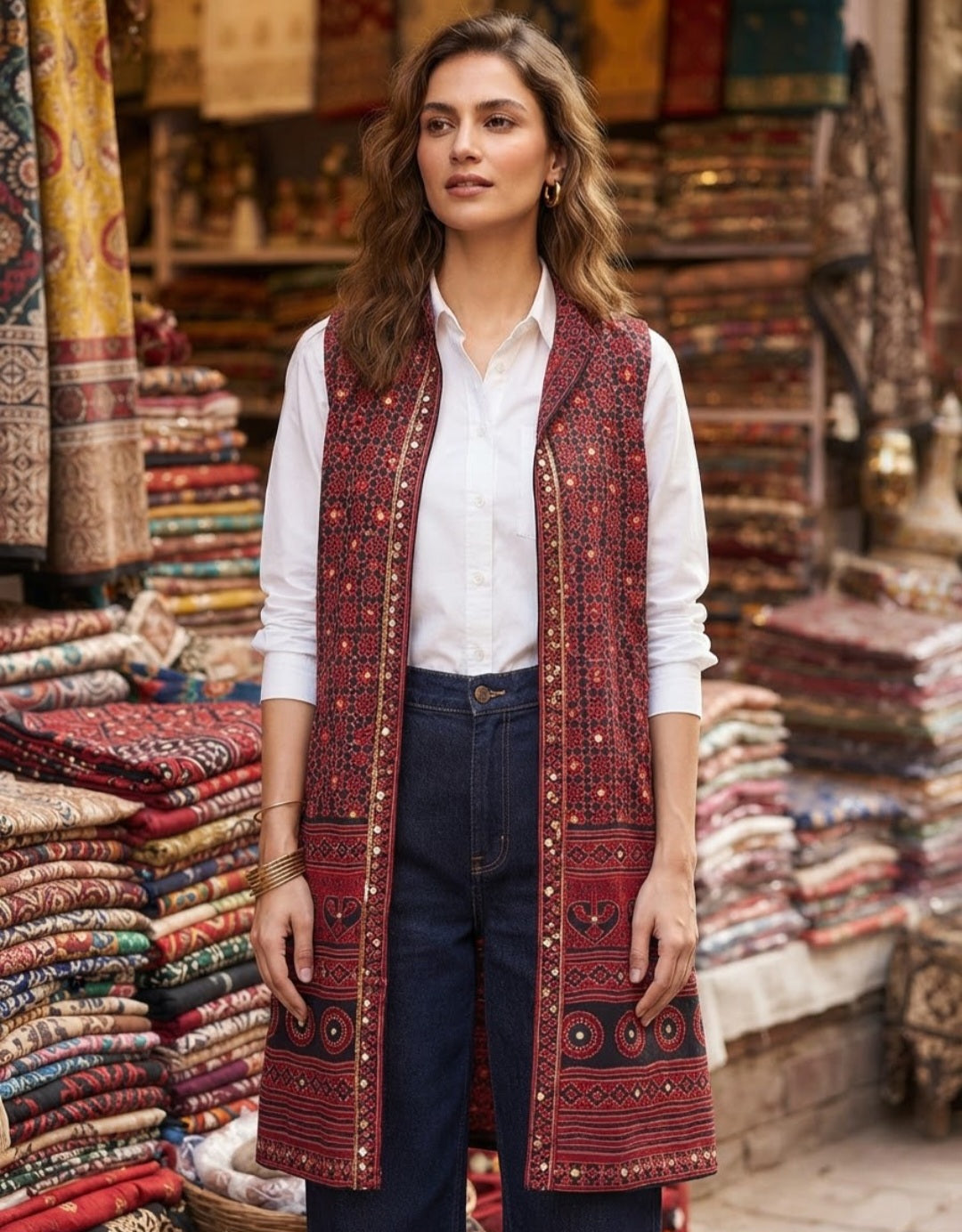 Ajrak jacket: cotton