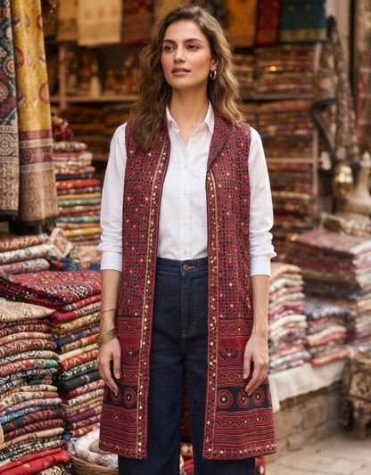 Ajrak jacket: cotton