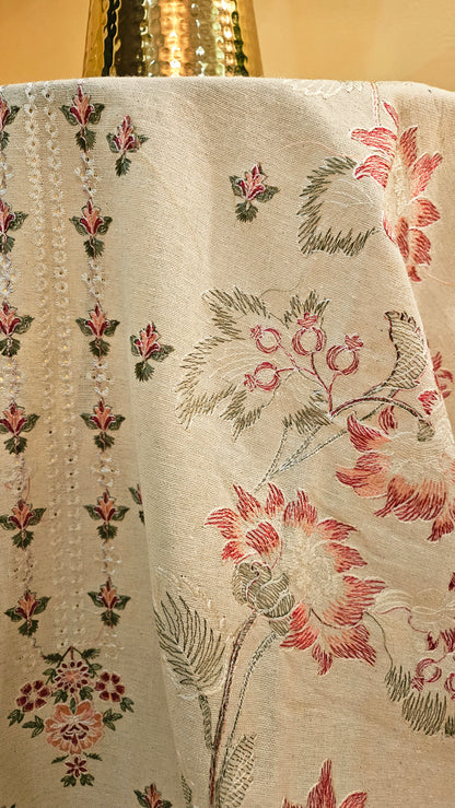 Embroidered three piece: Karandi khaddar