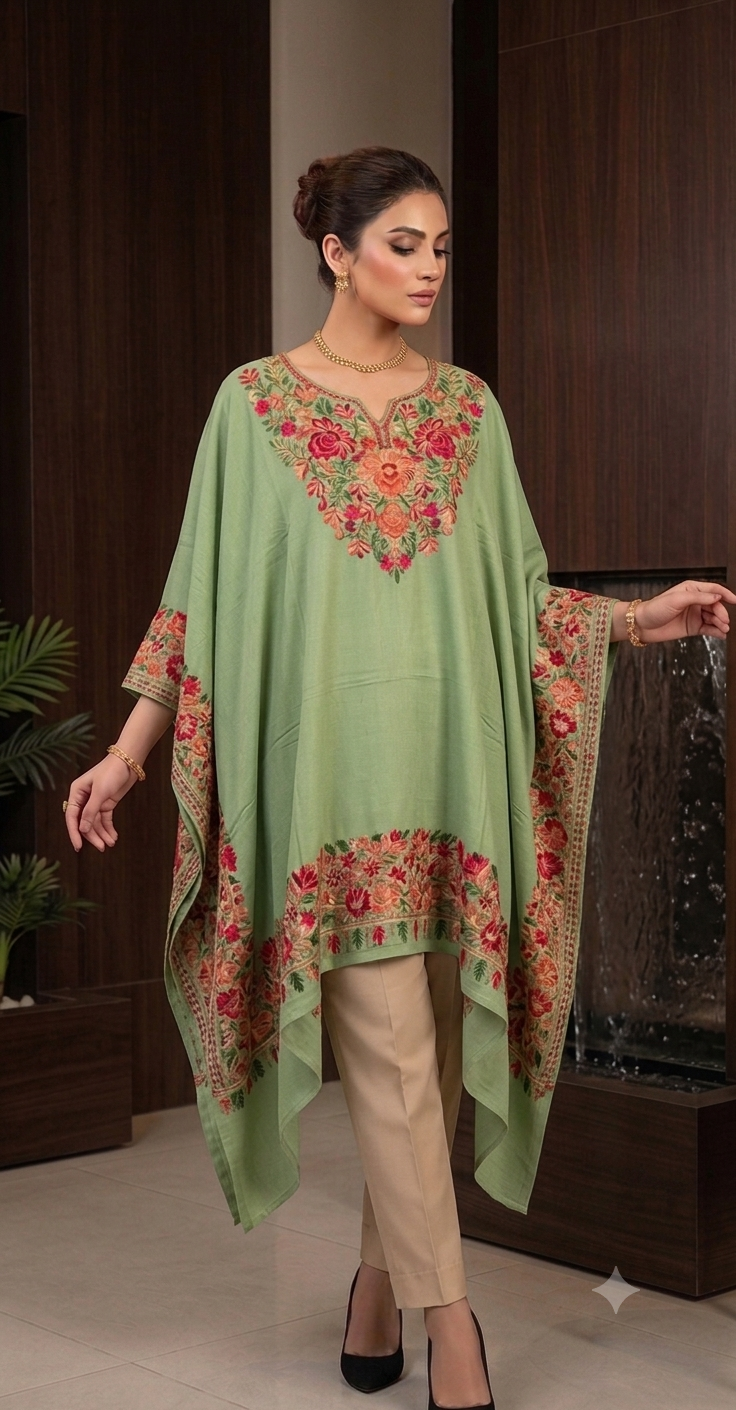 Embroidered cape shawl: Pashmina
