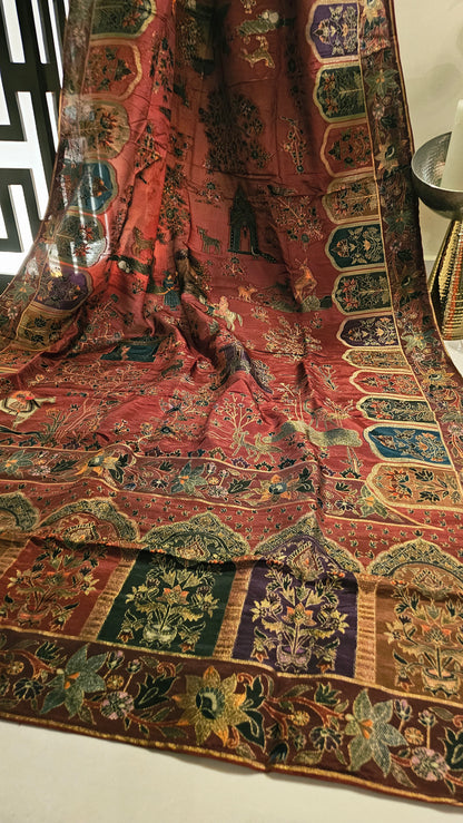 Meenakari shawl: patola silk