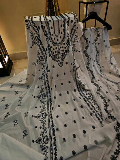 Lawn embroidered three piece