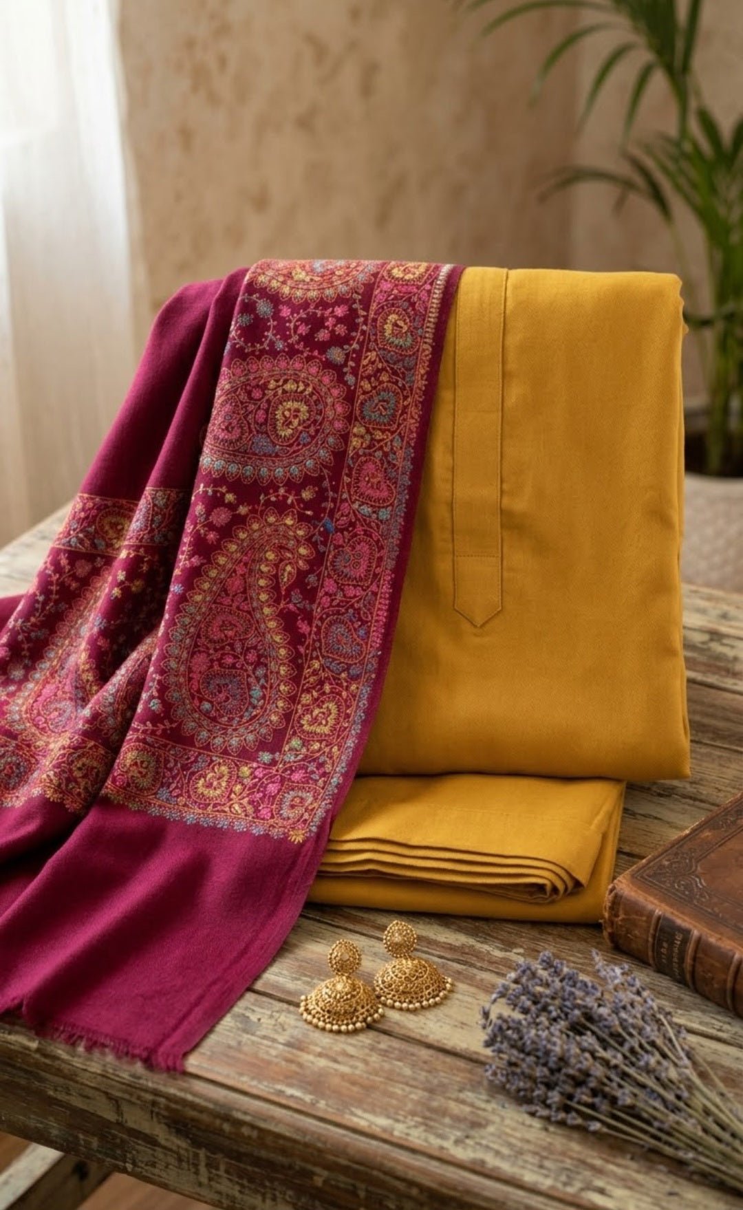 Embroidered suit: Pashmina