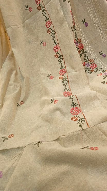Embroidered three piece: karandi khaddar