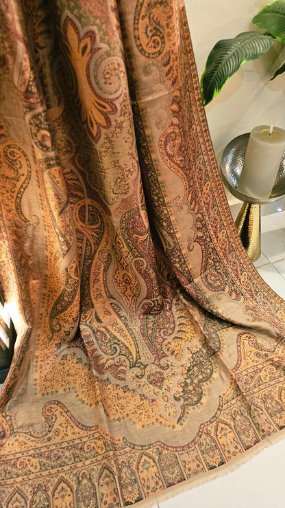 Moonlight reversible gandhara kaani: Pashmina