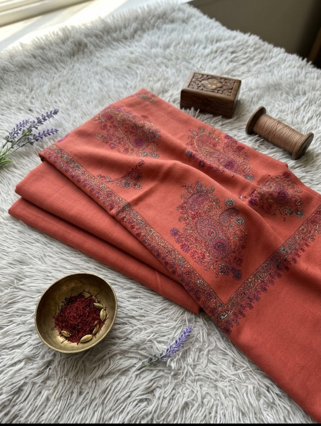 Embroidered three piece: Pashmina