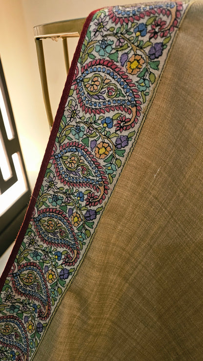 Kalamkar embroidered minishawl: pashmina