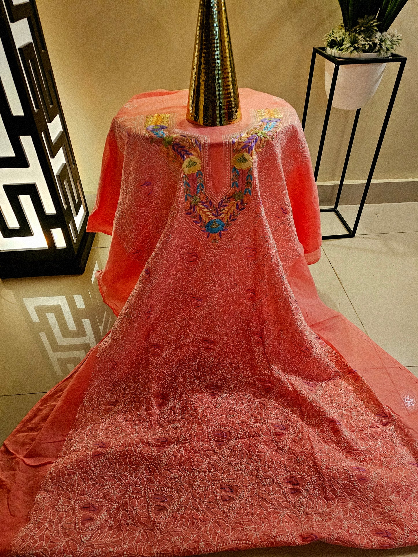 Parsai gara embroidered chikankari shirt