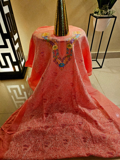 Parsai gara embroidered chikankari shirt