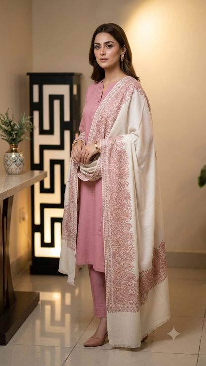 Border embroidered: Pashmina