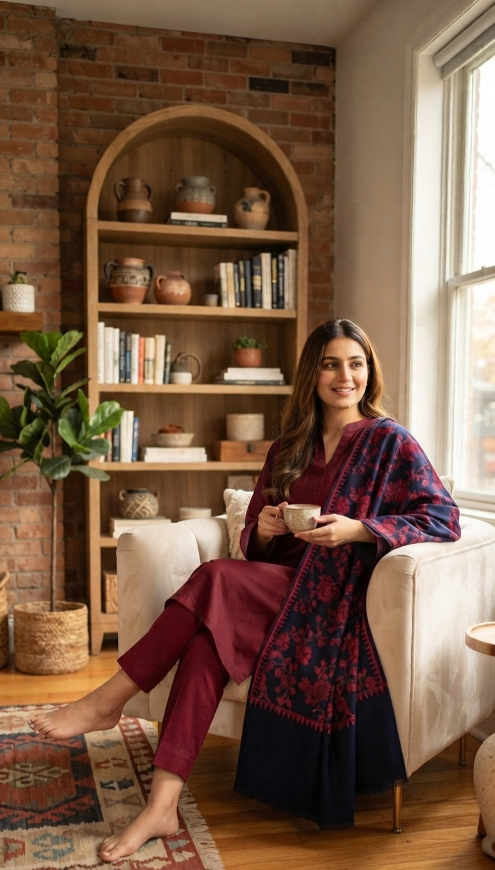 Embroidered suit: Pashmina