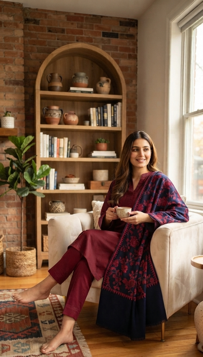Embroidered suit: Pashmina