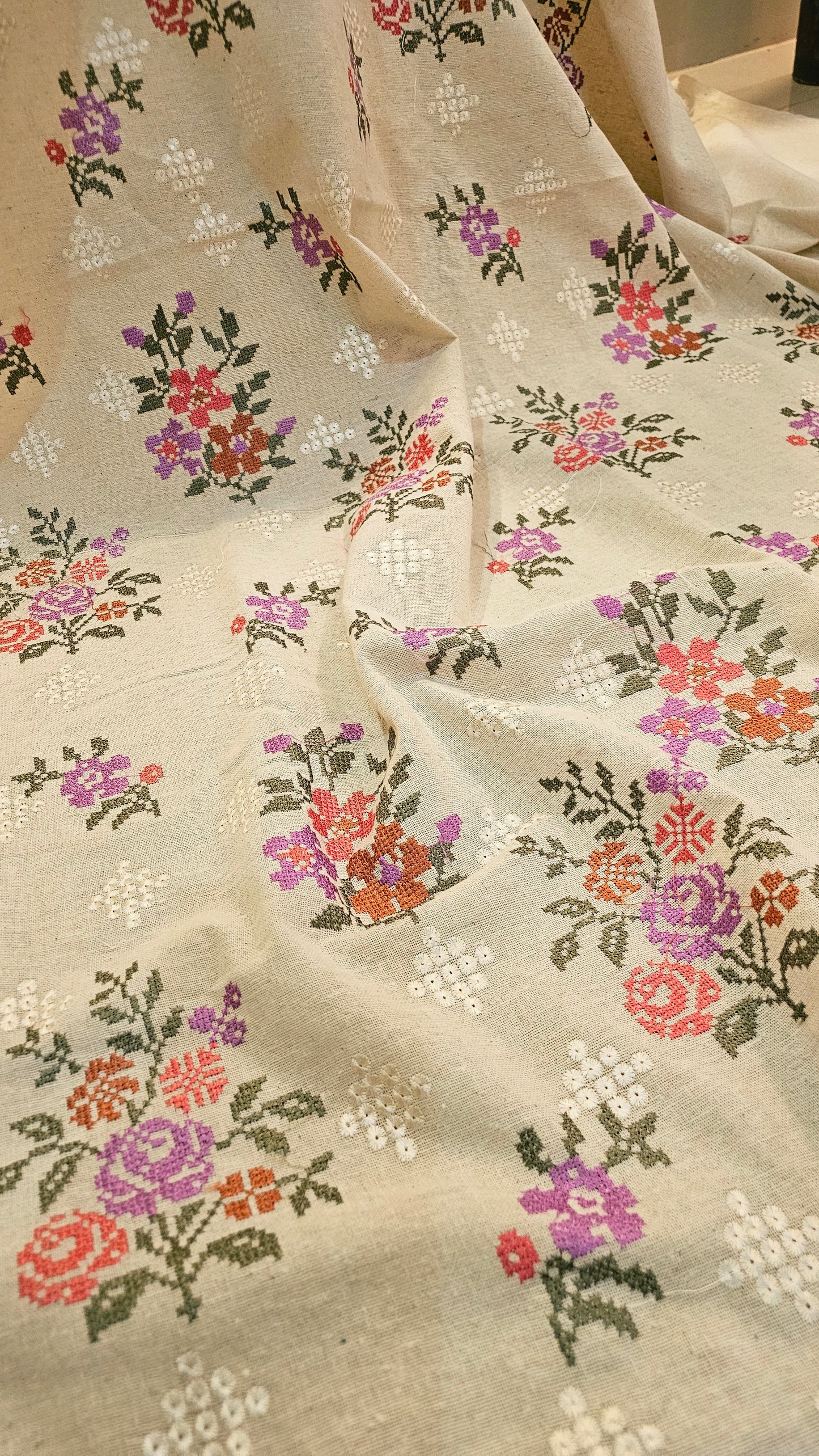 Embroidered three piece: Karandi khaddar