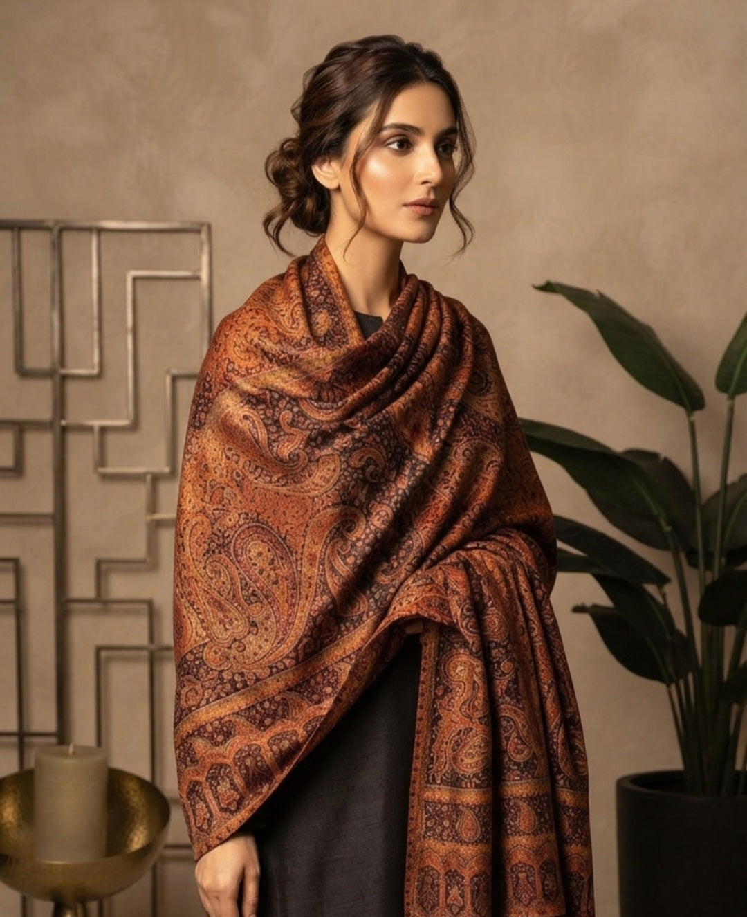 Moonlight reversible gandhara kaani: Pashmina