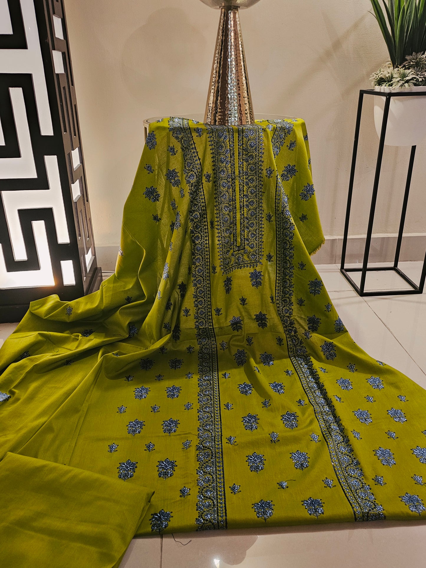 Lawn embroidered two piece