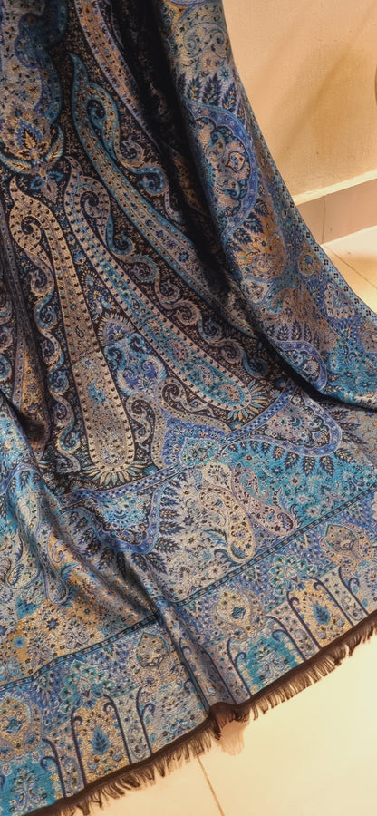 Reversible moonlight gandhara kaani shawl