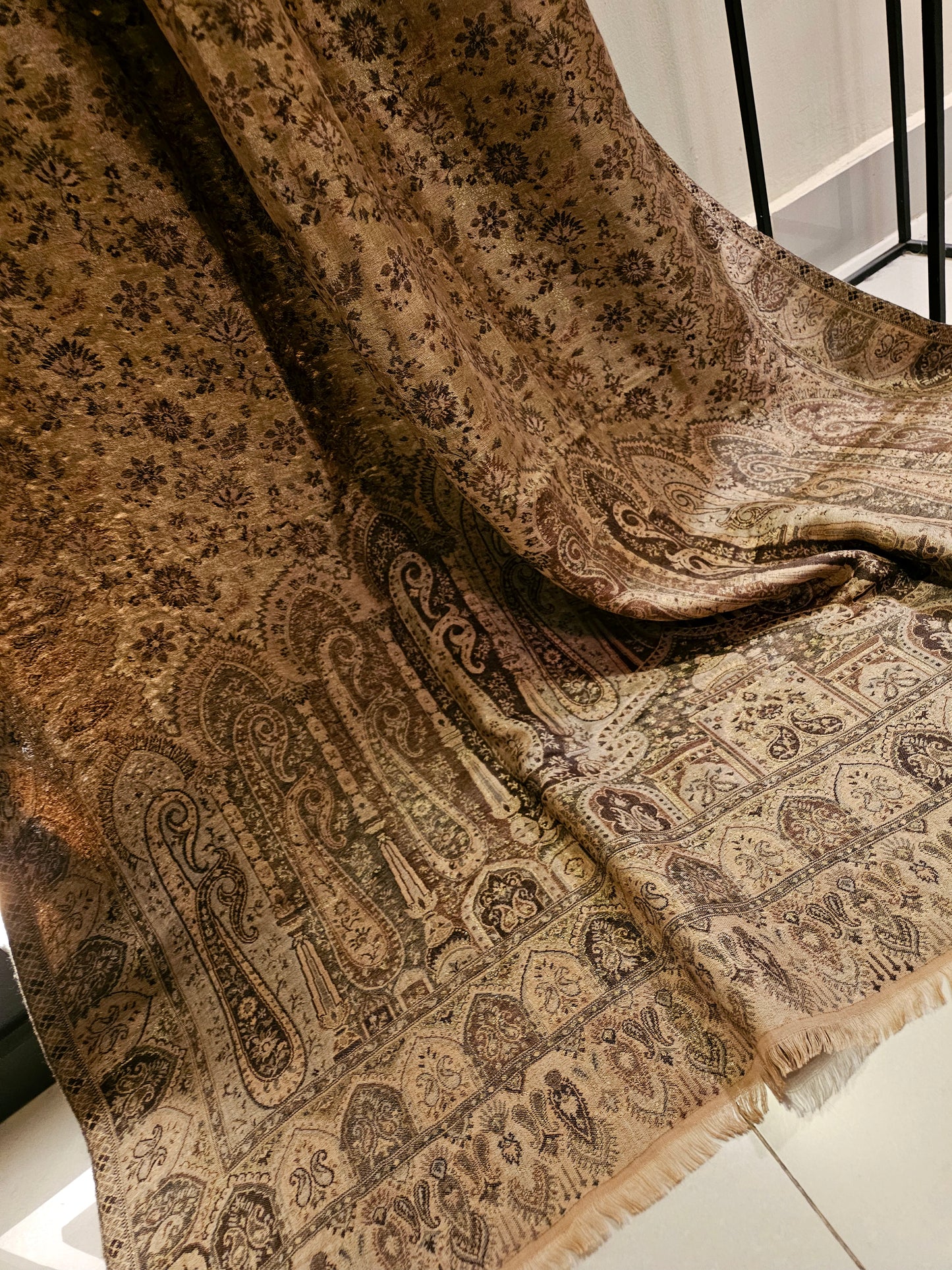 Reversible moonlight gandhara kaani shawl