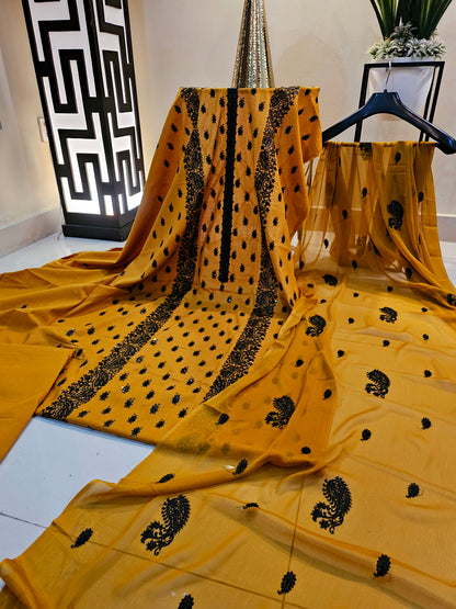 Lawn embroidered three piece