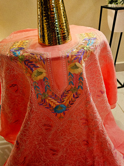 Parsai gara embroidered chikankari shirt