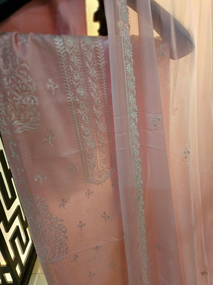 Lawn embroidered three piece suit
