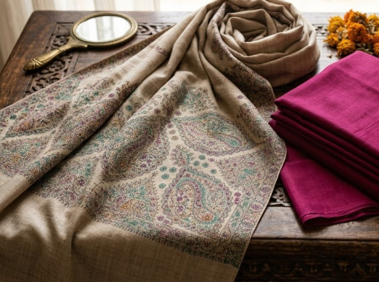 Embroidered suit: Pashmina