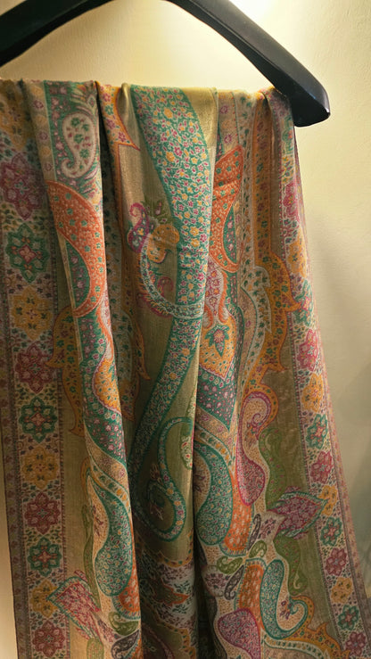 Reversible gandhara moonlight kaani: Pashmina