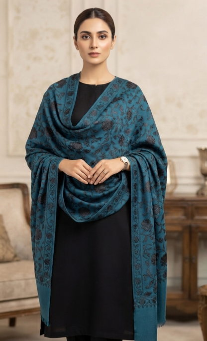 Embroidered three piece: Pashmina