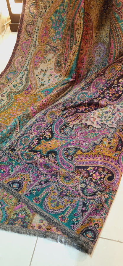 Reversible pashmina kaani shawl