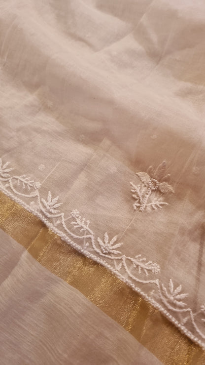 Mul chanderi chikankari suit