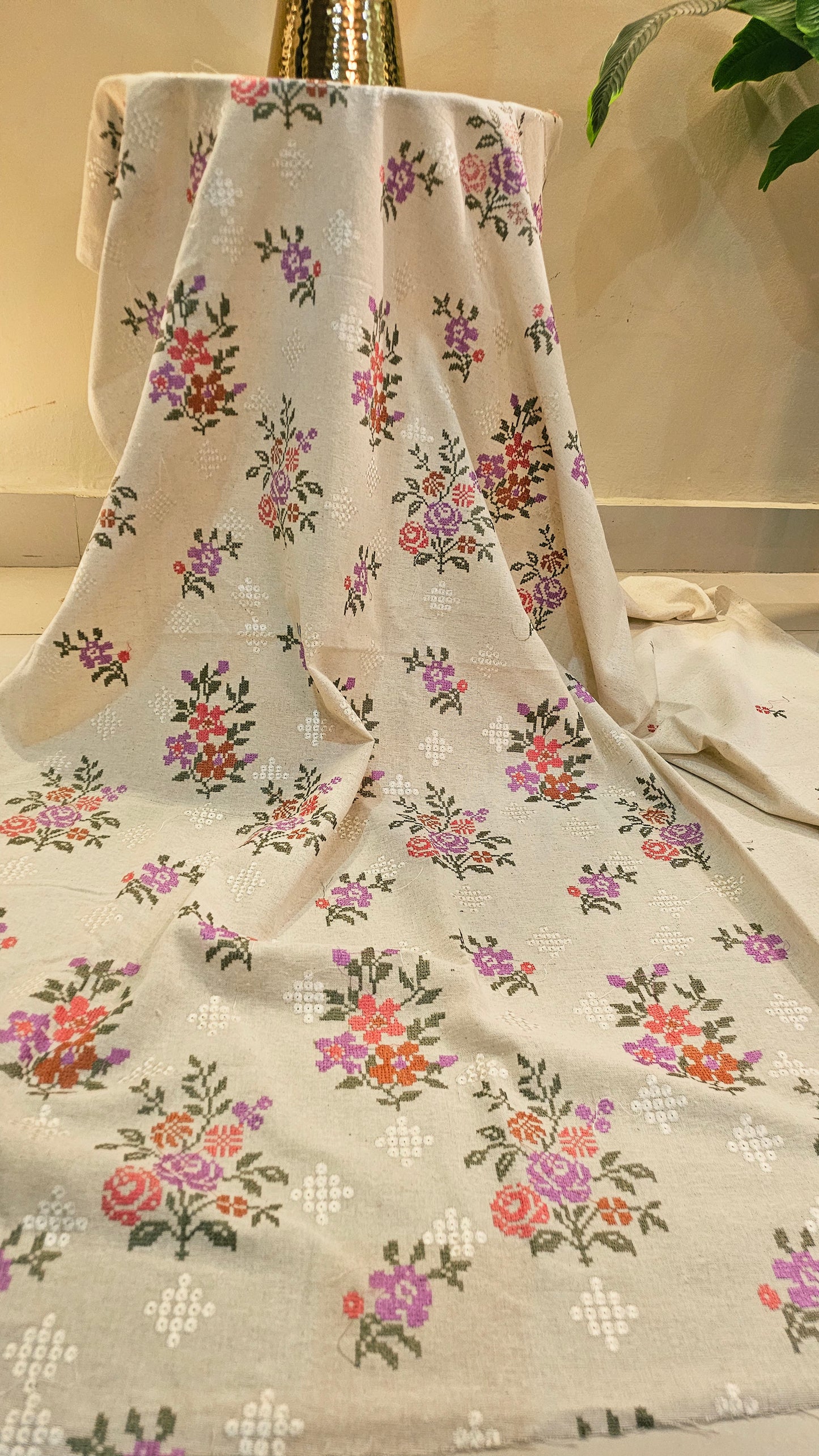 Embroidered three piece: Karandi khaddar