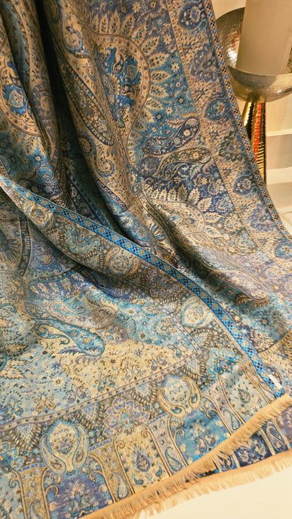 Moonlight reversible gandhara kaani: Pashmina