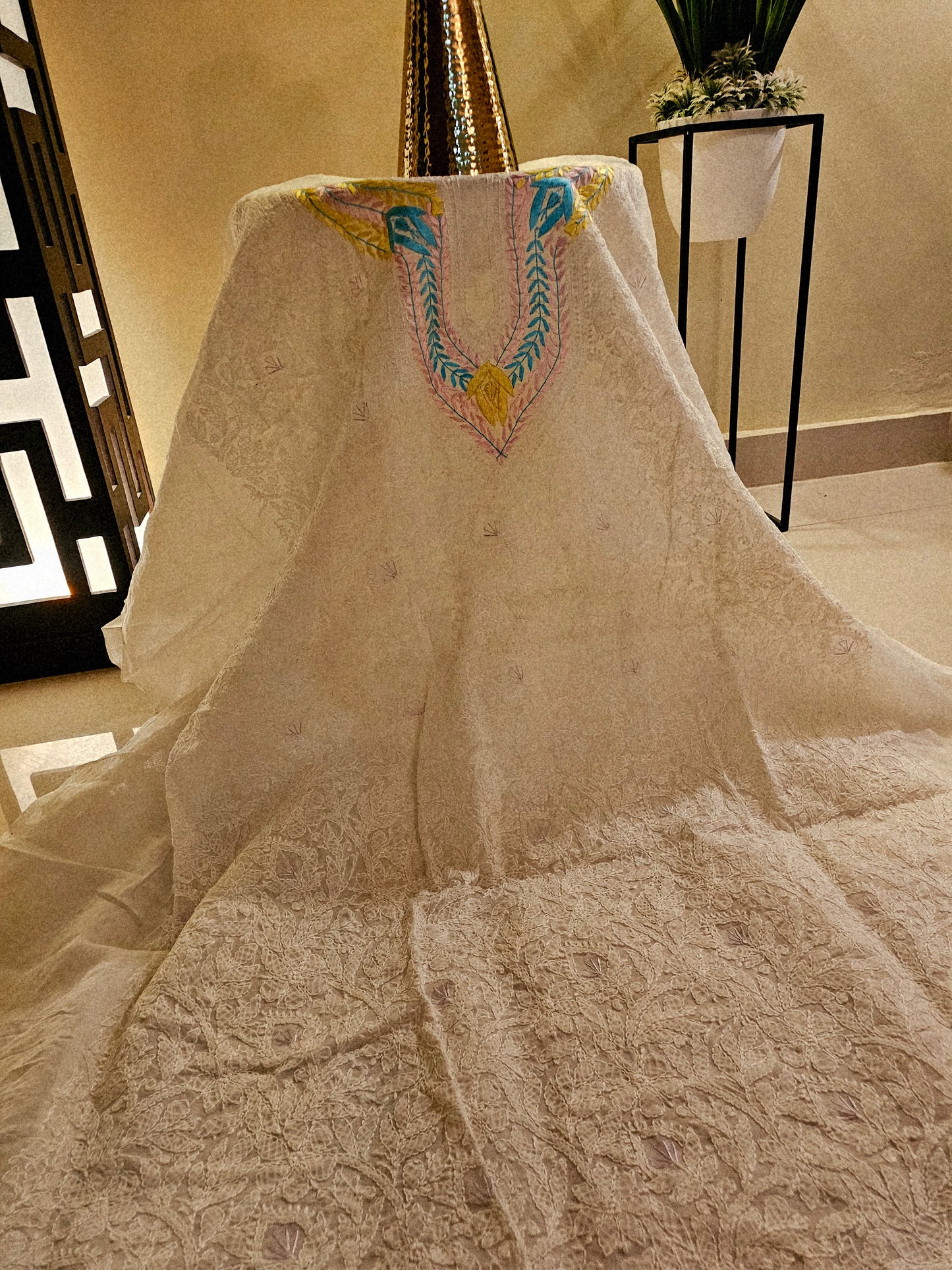 Parsi gara embroidered chikankari shirt