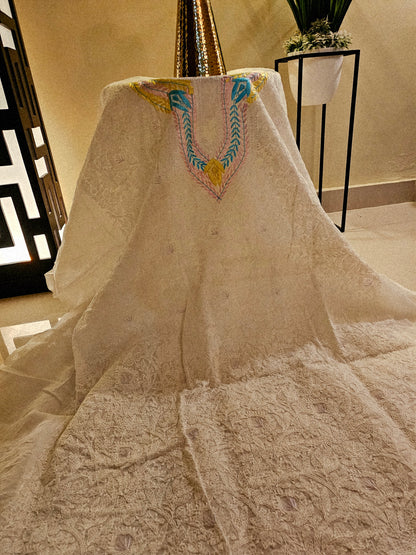 Parsi gara embroidered chikankari shirt